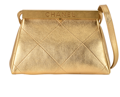 Kiss Lock Frame Shoulder Bag, &pound;1,600, Handbags, Gold, Leather, Front view
